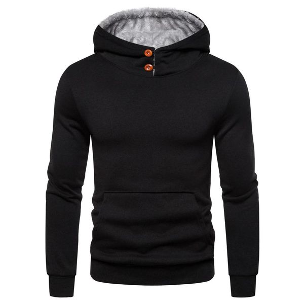 

hooded sweatshirt male tracksuit hoody plus velvet thicken sports fitness slim fit hoodies army green, Black