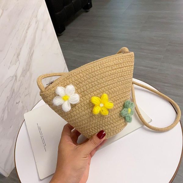

women straw woven bags handmade rattan flower small shoulder bag 2020 new summer beach bohemian messenger crossbody bags