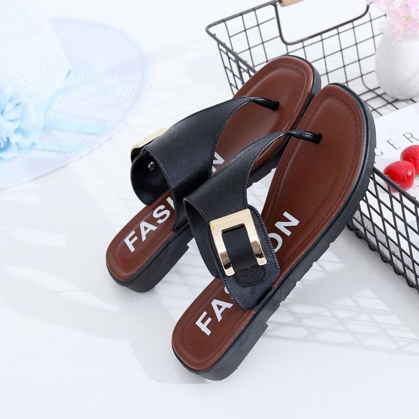 

sagace women slipper summer sandals casual beach women slipper sandals summer home flat flip flops female slipper shoes &42, Black