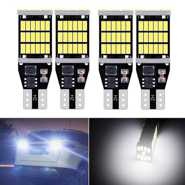 

4 pcs t15 t16 920 921 912 w16w 4014 45smd bulb canbus error bulbs led reverse light backup parking light bulbs dc12v white