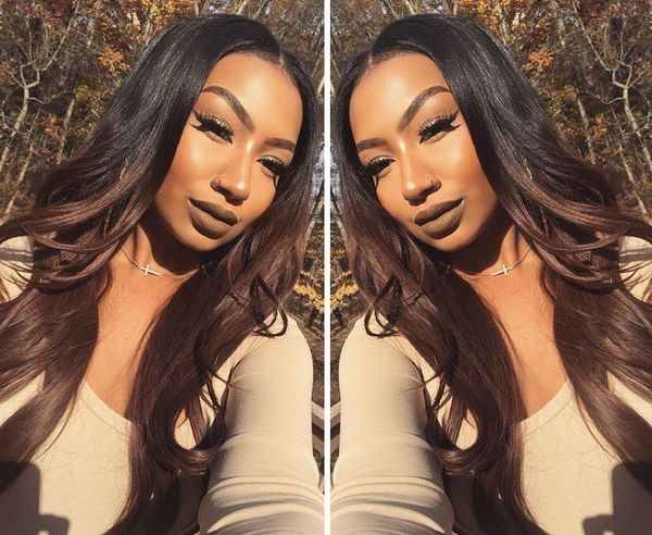 Fashion Body Wave Hair Style For Women Black Gradient Long Curly