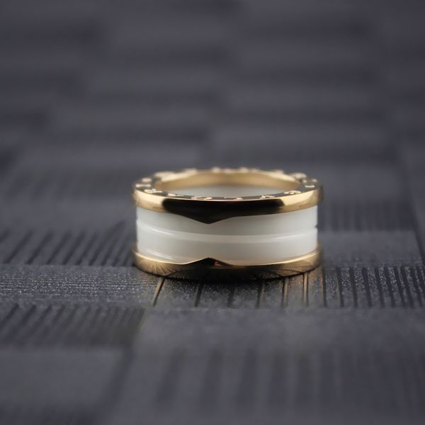 

women white ceramics ring 18k golden charms woman titanium steel rings valentine's day fine jewelry on sale, Slivery;golden