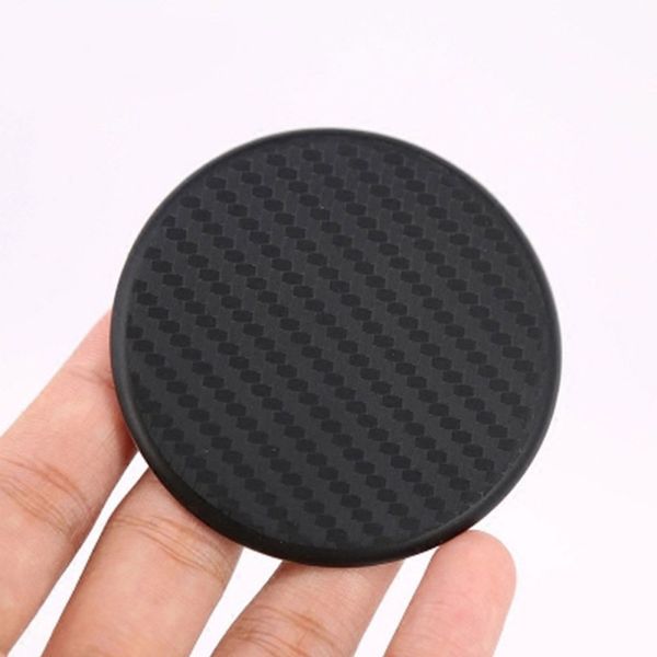 

new 2pcs car cup mats non-slip car vehicle carbon fibe water cup bottle holder anti-slip pad mat