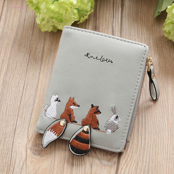 

new women wallet lovely cartoon animals wallet women short leather women wallets zipper purses portefeuille female purse clutch, Red;black