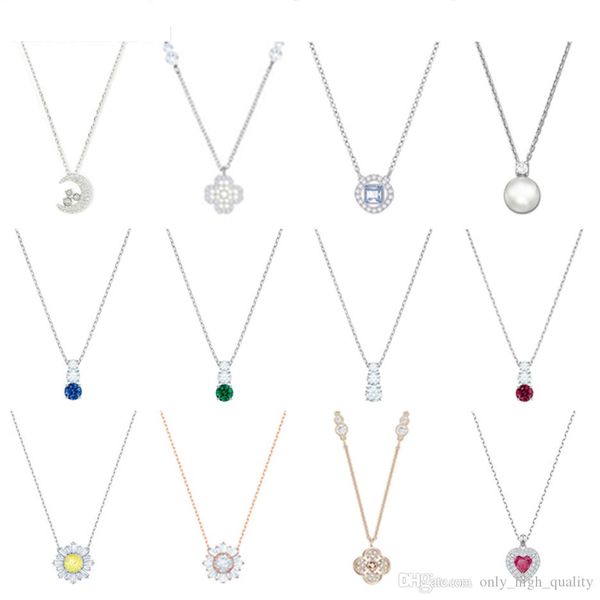 

the original 925 pure silver new necklace, the popular brand green blue gem inlaid necklace, suitable for women's party wear