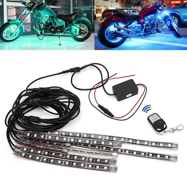 

8 pcs smd strip flexible rgb flashing light led remote control motorcycle
