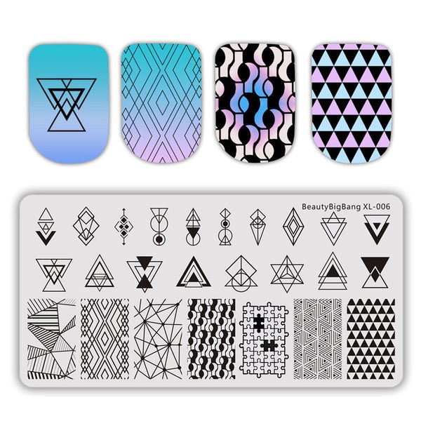 

beautybigbang 6*12cm stamping for nails summer flower geometry plate rectangle nail stamping plates nail art template bbb xl-006, White