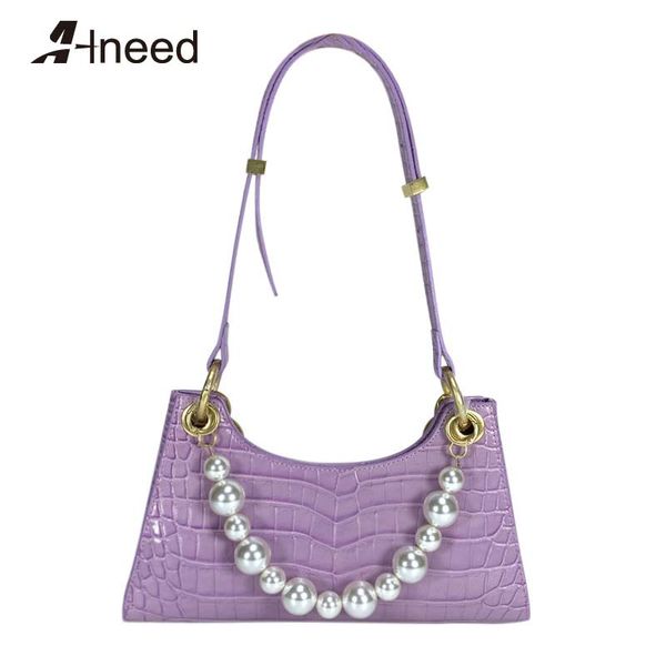 

alneed handbags women bags 2020 genuine leather handle bag party purse clutch ladies shoulder baguette bag