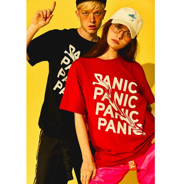 

MarchWind Brand Designer Summer T Shirt Panic Letter Print Short Sleeve Hip Hop Funny T-Shirt Streetwear Casual Tshirts Cotton Tops Tee