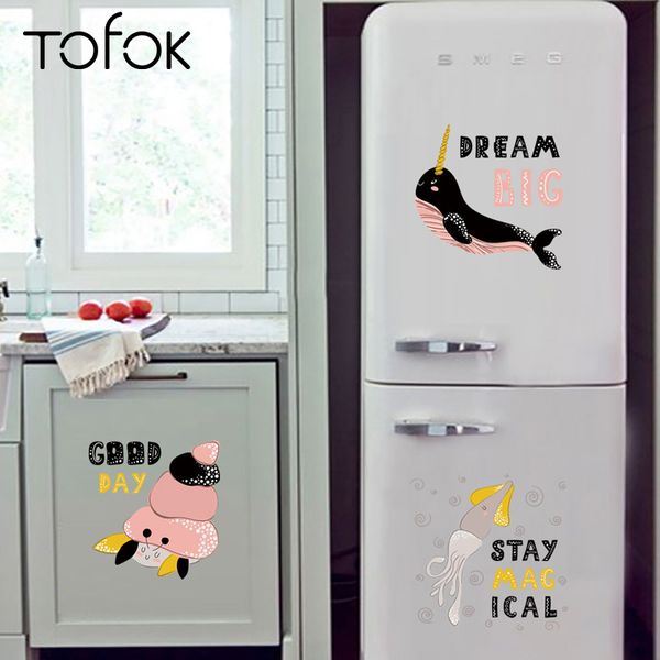 

tofok lovely undersea animal diy wall sticker home kitchen fridge cartoon decoration sticker window cabinet bedroom mural decals