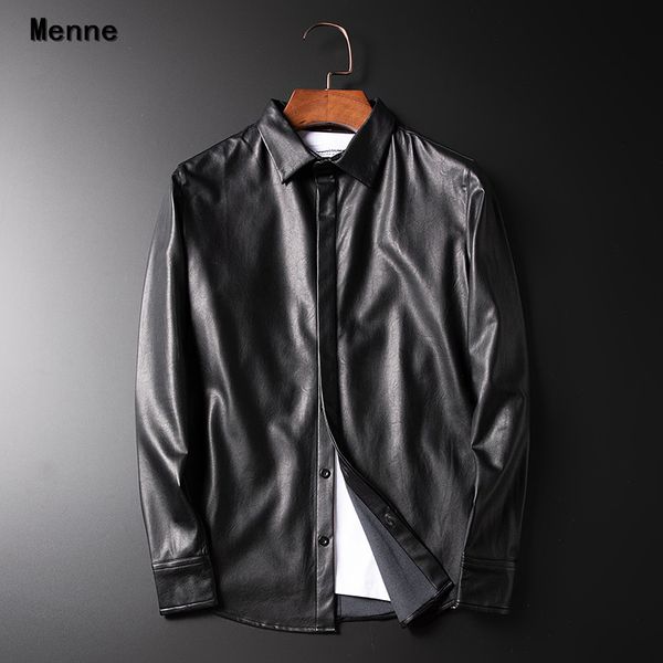 

menne 2019 new men's jacket\ winter leather/shirt collar, Black