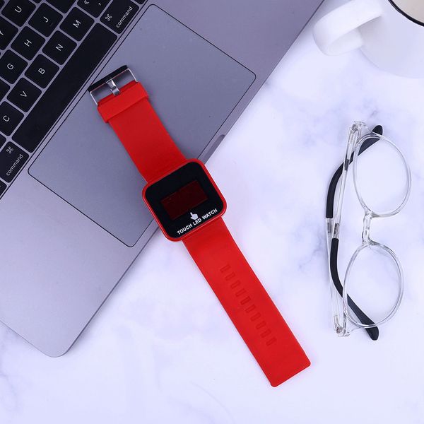 

selling men women casual electronic watch digital display dial with silicone strap lxh, Slivery;brown