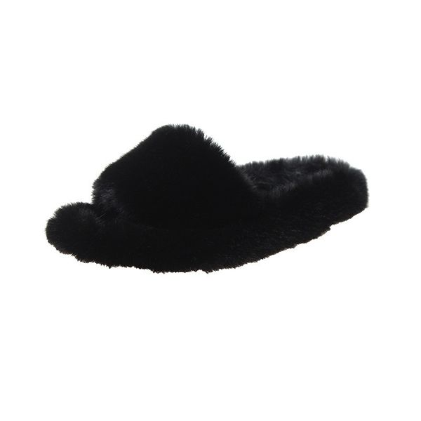

2019women's wear cross hair slippers are trendy autumn and winter fashion, thick soled network celebrity sandals and slippers, Black