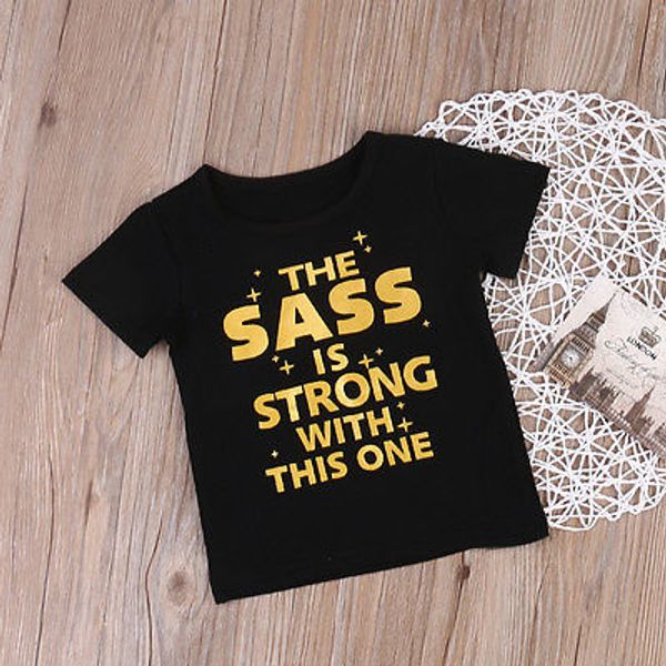 

toddlers baby clothes girls the sass print t-shirt black short sleeves tee clothes, Blue