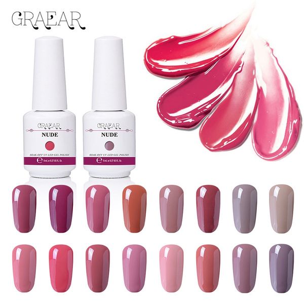 

graear nude series nail polish 8ml purple red black gray soak off uv gel polish glue lacquer manicure nail art varnish tool