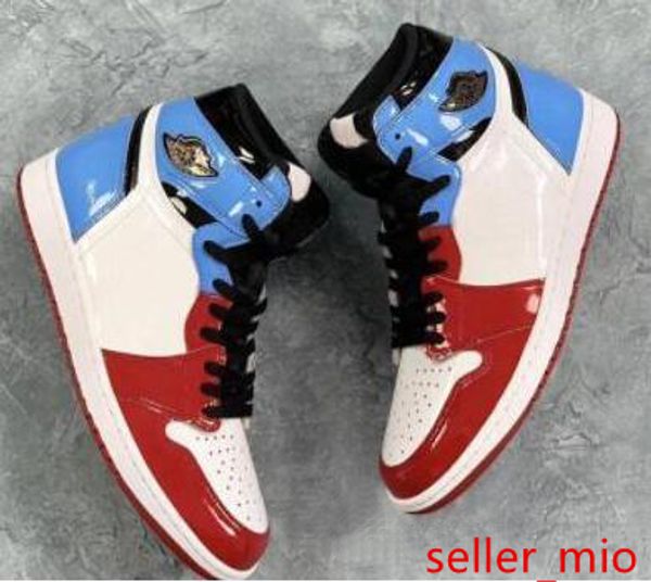 

1 high og fearless red blue men basketball shoes 1s rookie of the year unc chicago white university blue varsity red sneakers
