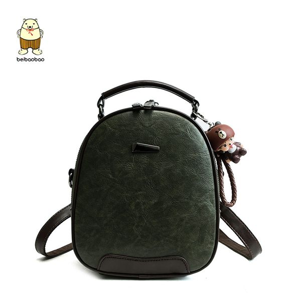 

beibaobao 2019 new women's pu leather women's solid color buckle fashion backpack mini casual backpack girl's school bags