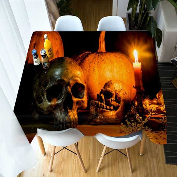 

western festival decor printed tablecloth pumpkin lantern halloween rectangular table cloth thicken waterproof table cover