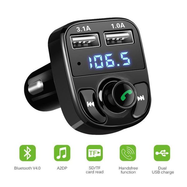

onever dual usb car fm transmitter aux bluetooth modulator car kit audio mp3 player with 3.1a quick charge support a2dp