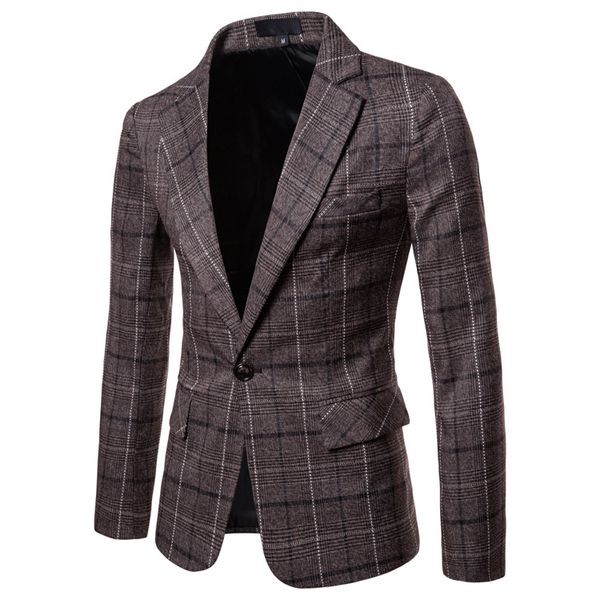 

two thousand and nineteen autumn new pattern man trellis one button leisure time suit, White;black