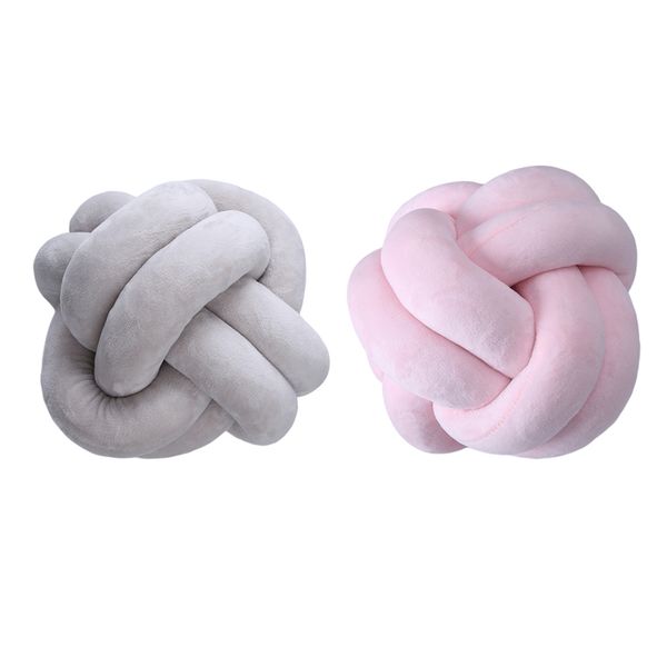 

2x round knot pillow hand-woven plush throw cushion sofa mat for living room