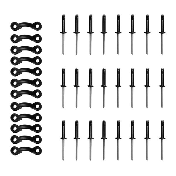 

12 kayak pad eyes & 24 tri rivets for kayak boat bungee deck loops tie down