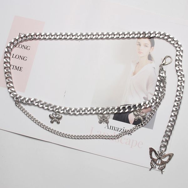 

ladies fashion tassel gold chain designer brand, luxury punk, ladies dress metal gold chain butterfly pendant belt dress, Black;brown