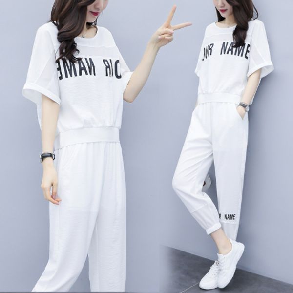 

summer casual tracksuit women white letter loose woman outfits sport suit womens plus size two piece fashion sets outfits