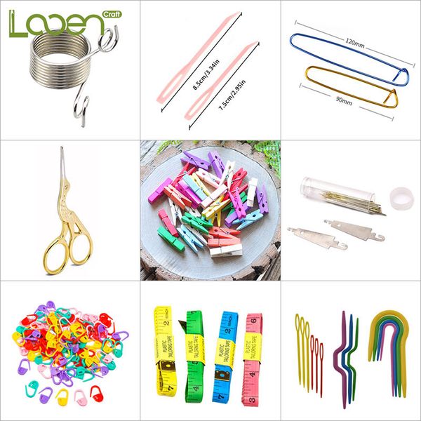 

looen 35 styles sewing accessories stitch makers scissors diy needles arts craft needles rulers sewing tools for crochet hooks, Black