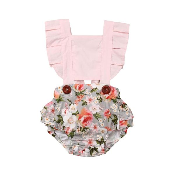 

new kids baby girl floral ruffle romper jumpsuit summer newborn clothes outfit set, Blue