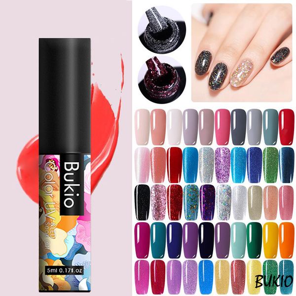 

bukio 5ml colorful glitter gel nail polish rose gold soak off uv gel varnish long lasting enamel nail art need base coat, Red;pink