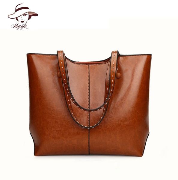 

oil wax leather women shoulder bags vintage messenger handbags female big tote bag ladies crossbody bags