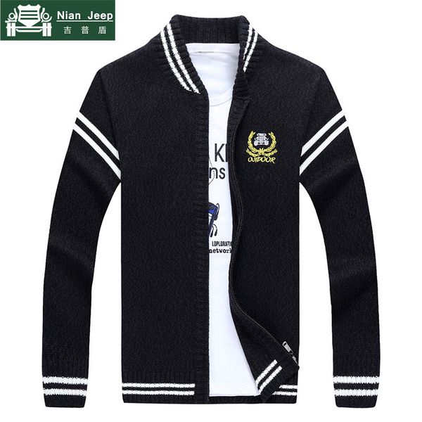 

2018 keep warm autumn and winter cardigan sweater men stand collar knitted mens sweaters casual slim fit cardigan homme -3xl, White;black