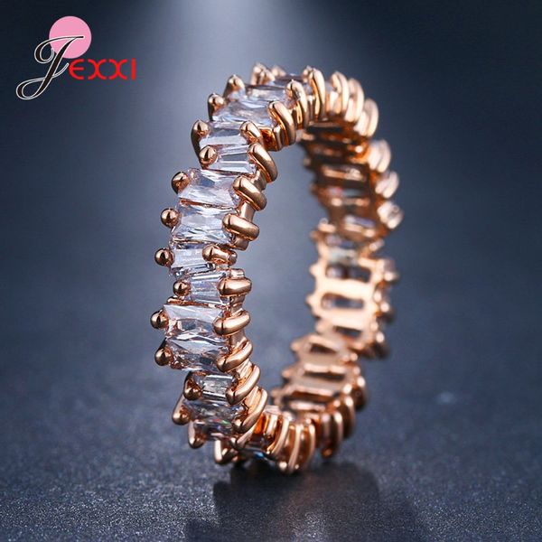 

irregular baguette crystal stone rings for women men sparkling 925 sterling silver fashion finger accessories jewelry, Slivery;golden