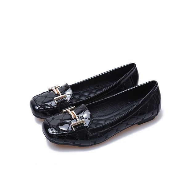 

2020 spring new model shoes buckle shoes female side scoop bootie l flats moccasin-gommino women fashion, Black