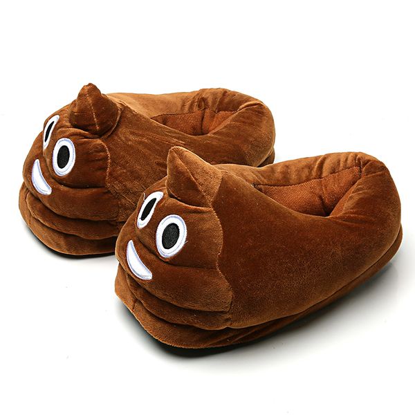 

2019 winter shoes warm soft indoor slippers women men plush shoes christmas cute funny poop home flats non-slip walking, Black