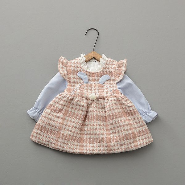 

sweet winter girls kids princess lace collar dress long sleeve ruffle thicken velvet children baby party dresses vestido s10263, Red;yellow