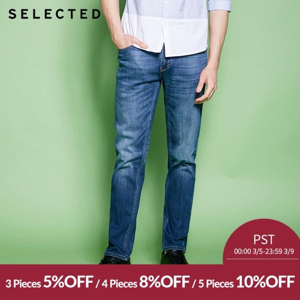 

men's cotton-blend slight stretch whiskers wash effect slim fit jeans c|418132525, Blue