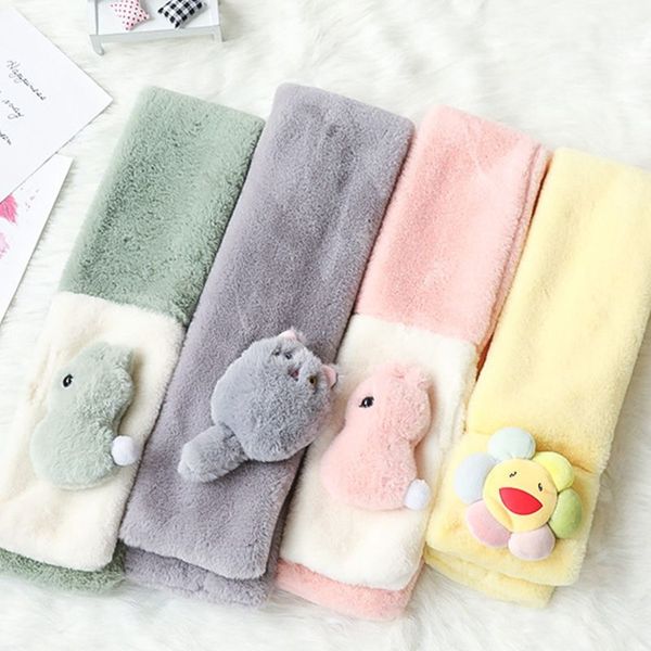 

kids baby contrast color plush cross tie collar scarf cartoon neck warmer, Blue;gray