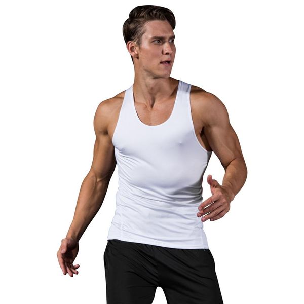 

men's vest tank gym quickly dry men's running vests compression tights fitness pure sleeveless, Black;blue