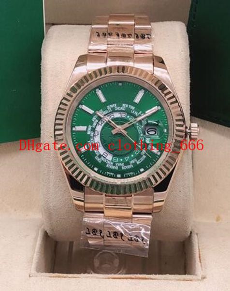 

2 style luxury full gold watch men 2813 automatic green dial 326935 gm/t working sapphire luminous 326938 perpetual fashion mens watches, Slivery;brown