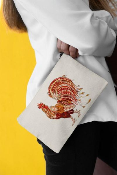 

angemiel clutch red motif cock portfolio hand makeup bag, Silver