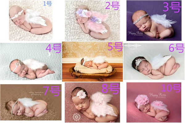 

infant newborn pgraphy children's flower pearl bowknot crown studio costumes angel wing costume feathered wings, Slivery;white