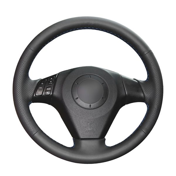 

hand sewing black pu artificial leather car steering wheel covers for 3 axela 2004-2009 5 6 atenza mpv