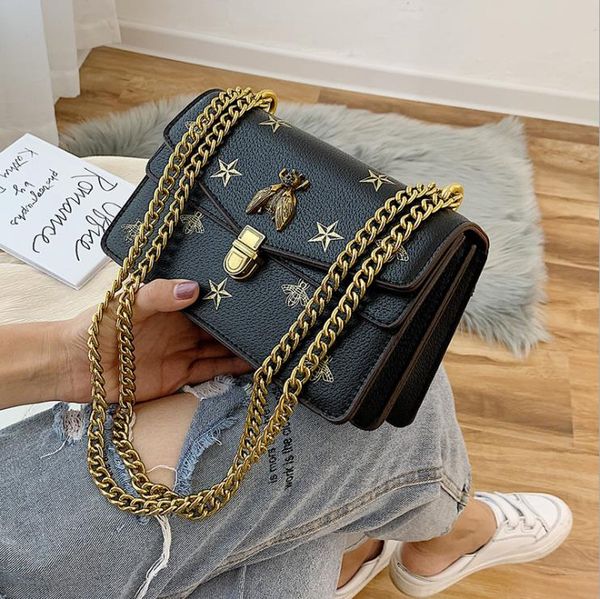 

2020 новый популярный chain tote bag vintage печати пчелка мешок плеча способа высокого качества посланника