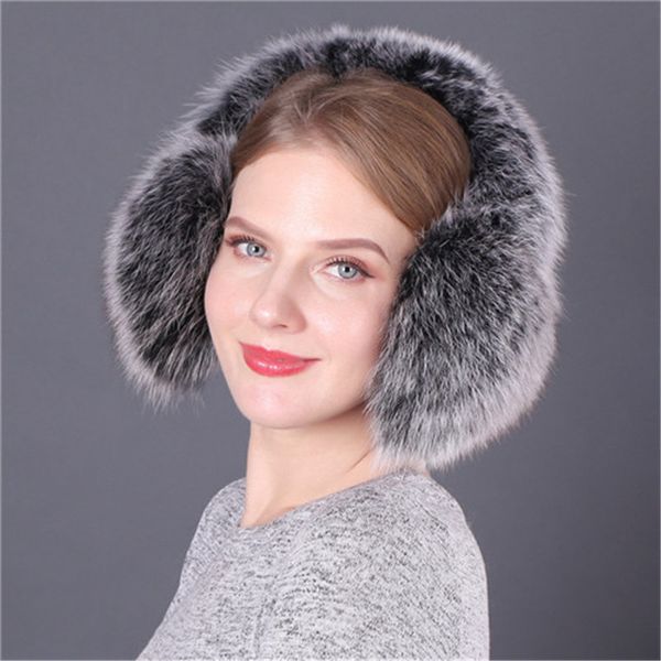 das mulheres inverno quente real Fox Fur Earmuffs Proteção de orelha macia Ear Muff