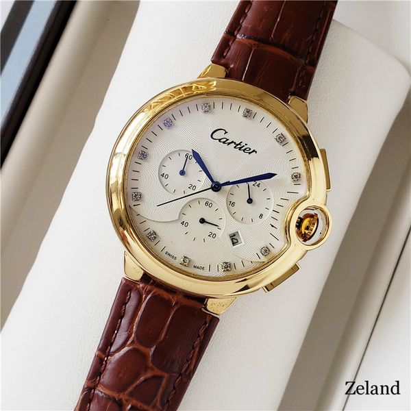 

business new simple fashion quartz luxury watch leather strap automatic date casual brand men's watch, Slivery;brown