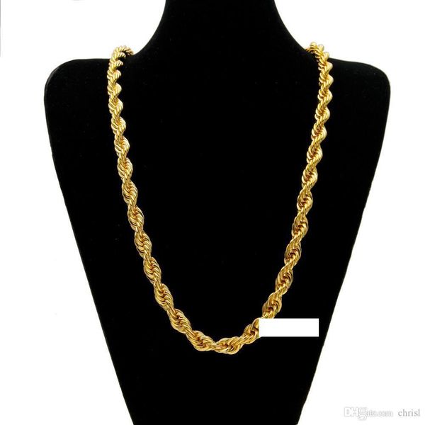 

men's hip-hop 78cm gold-plated necklace 1cm wrinkle necklace gold-plated twist chain punk style rock coarse twist chain men jewelry gif, Silver
