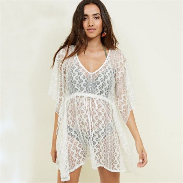

new white lace embroidered crochet beach skirt in europe and america, Blue;gray