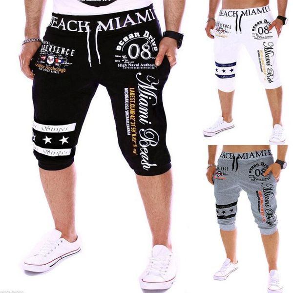 

men sports running pants pocket athletic drawstring elastic waist printing loose training elasticity jogging gym trousers